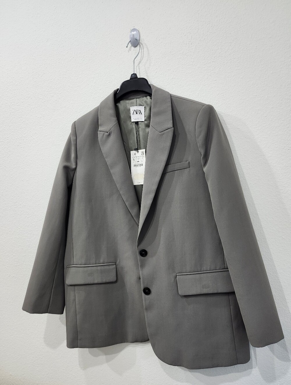 ZARA WOMAN LONGLINE STRAIGHT BLAZER JACKET GRAY Size Large New - Picture 2 of 8
